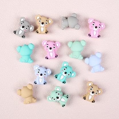 Silicone 3D Focal Beads Koala Sitting Pose Pastel Colors 20pcs 3