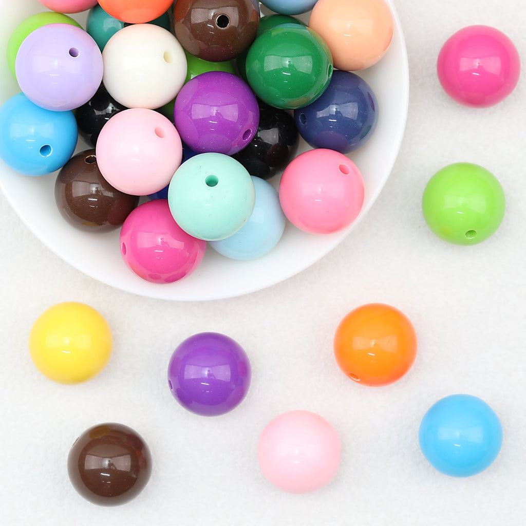20mm Bubblegum Acrylic Beads Solid Color Chunky 50pcs