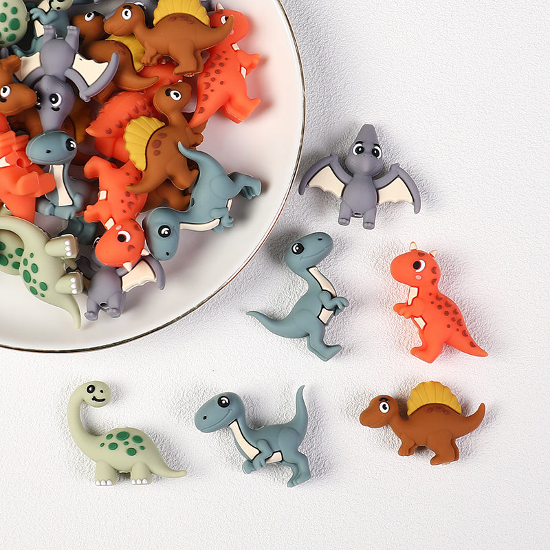 3D Cute Brontosaurus Dinosaur Silicone Focal Beads 20 Pcs