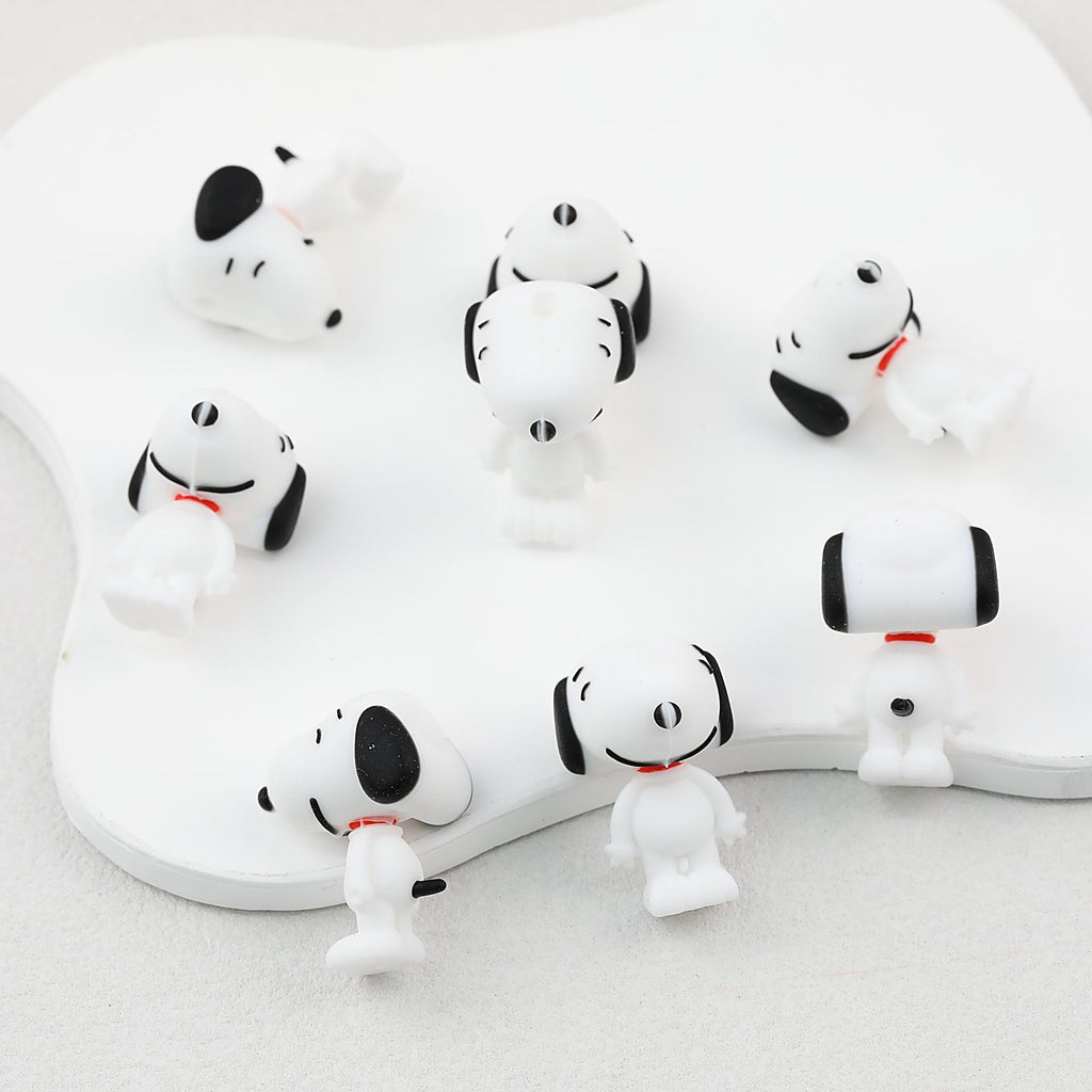 3D Character Shaped Silicone Focal Beads Snoopy Design 20pcs - Snoopy