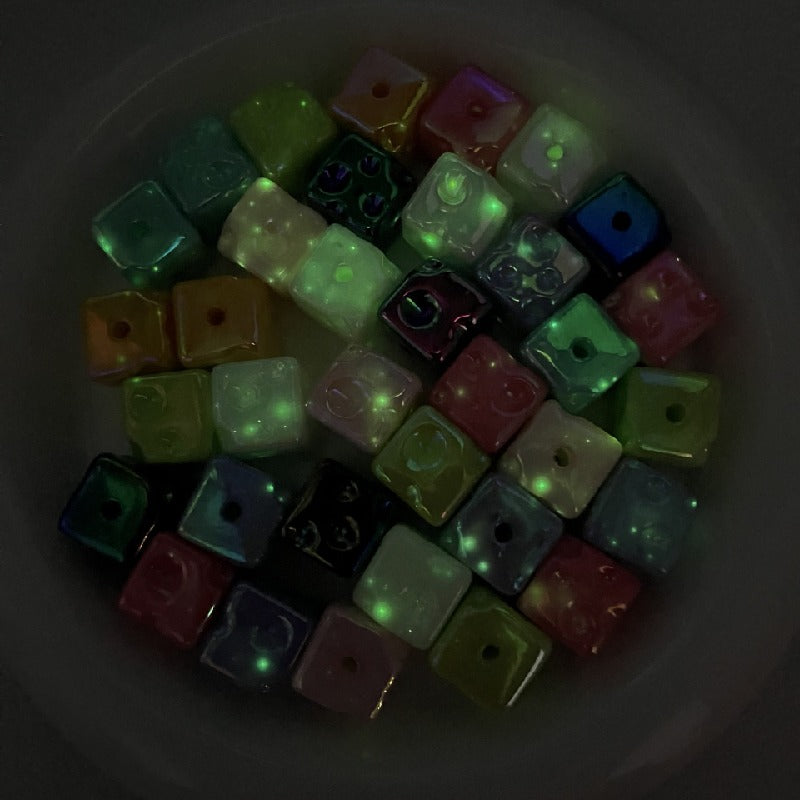 Light In The Dark Square Acrylic Beads 14.5mm Cheese Cube 10pcs 3