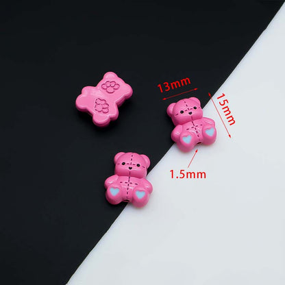 Teddy Bear Metal Beads 15mm Baking Painted Fabric Design 10pcs 3