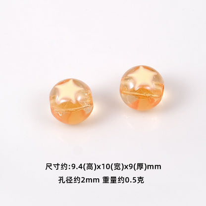 Star Pattern 10mm Acrylic Round Beads Shiny Surface 20pcs 6