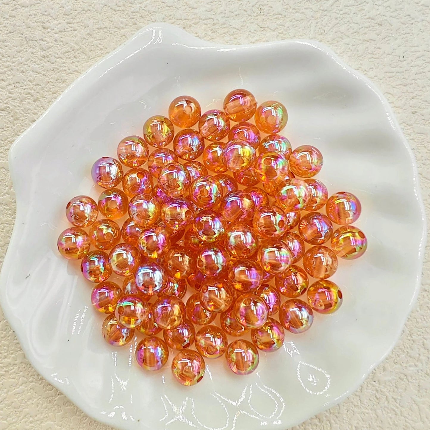 Plating Round Acrylic Beads 10mm Iridescent Transparent 950pcs 21