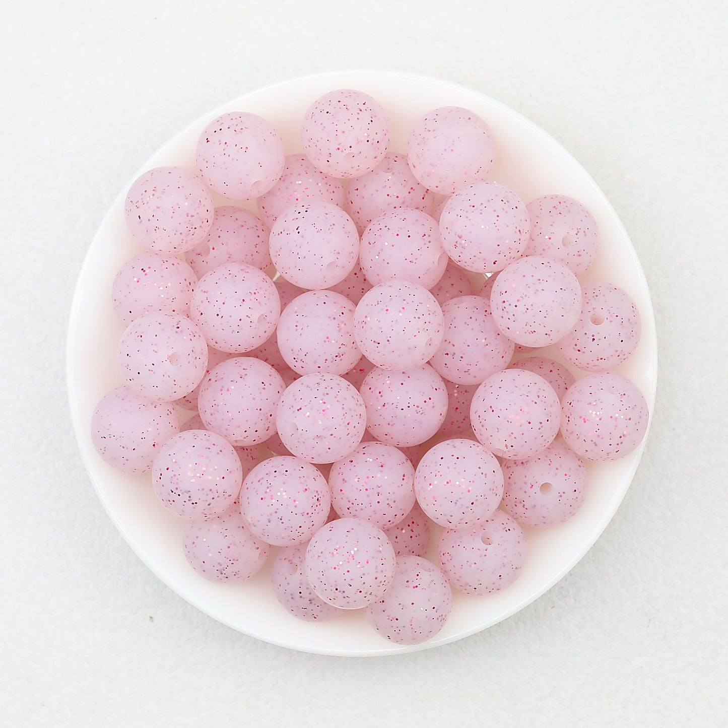 15mm Glitter Silicone Round Beads with 2.5mm Hole 50pcs - Glitter Purple