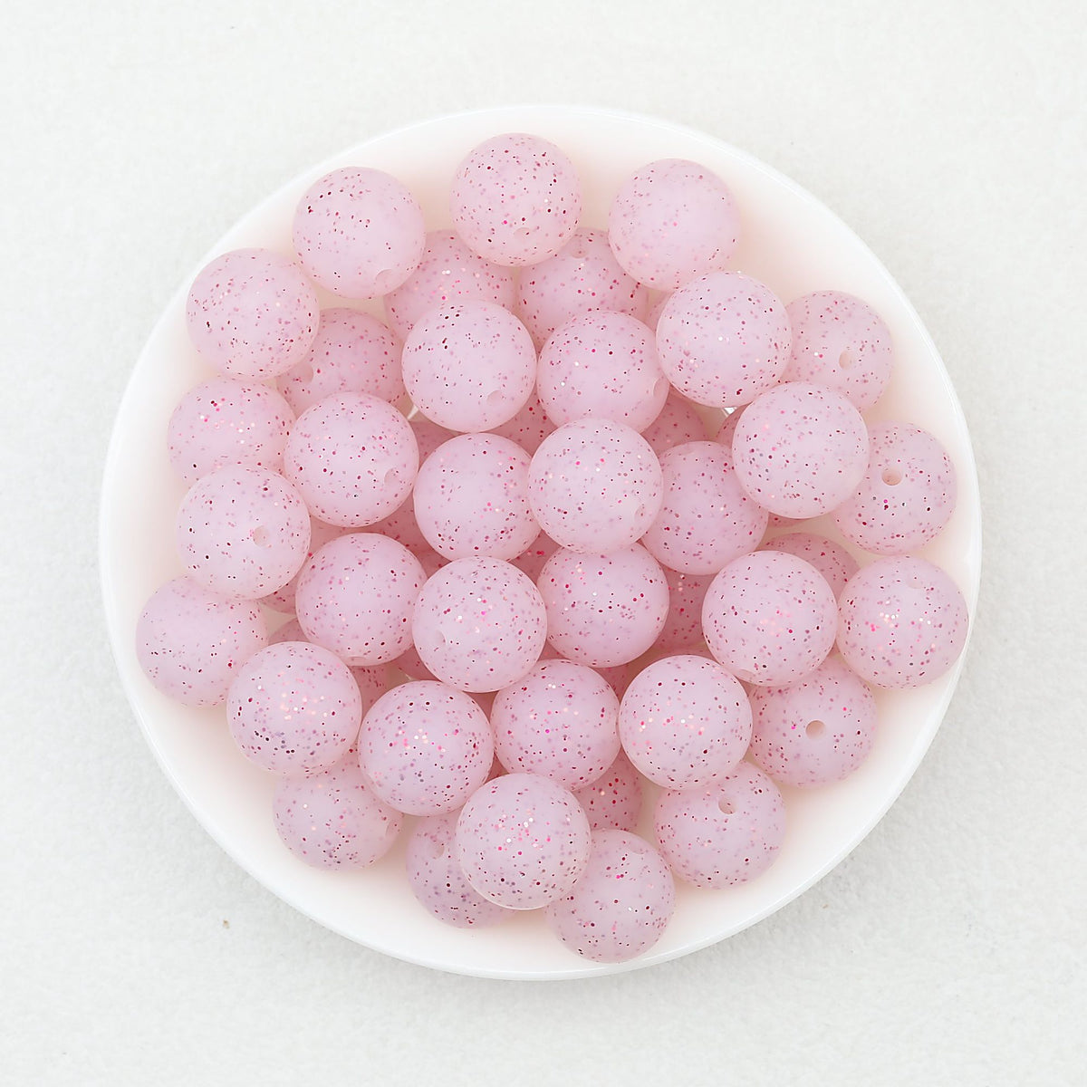 15mm Glitter Silicone Round Beads with 2.5mm Hole 50pcs - Glitter Purple