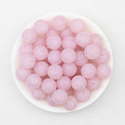 15mm Glitter Silicone Round Beads with 2.5mm Hole 50pcs - Glitter Purple