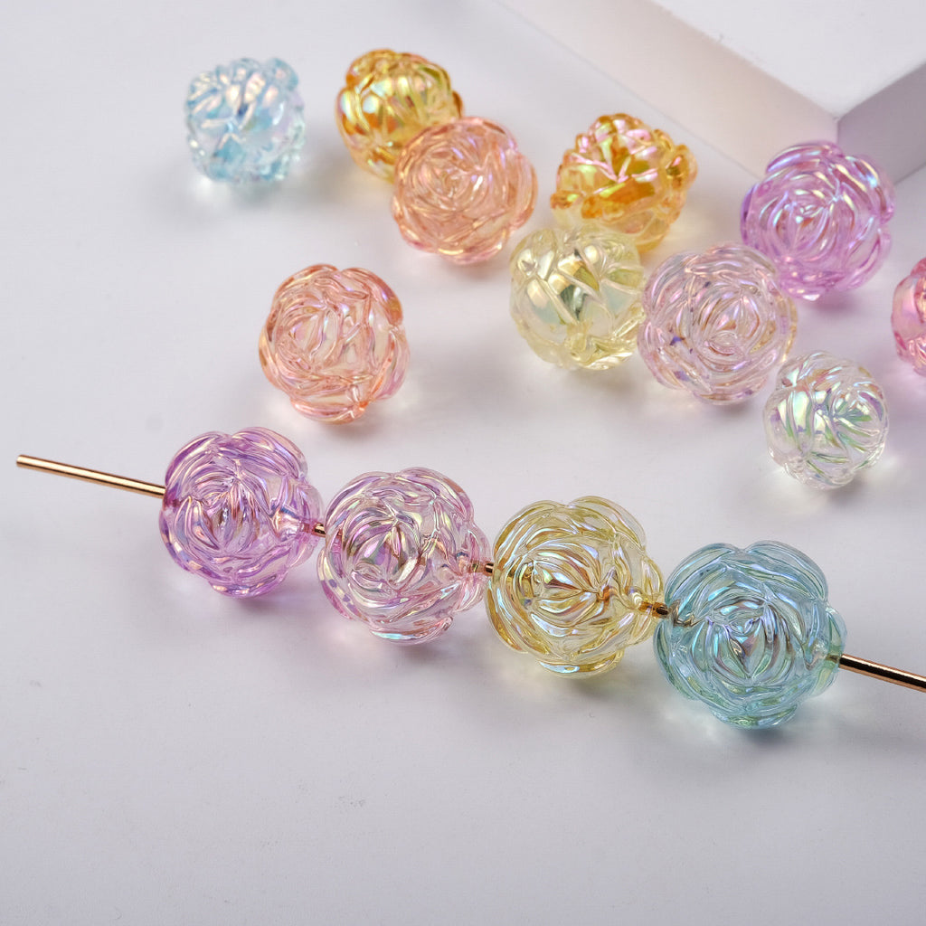 Transparent UV Plating Rose Acrylic Beads 20mm Shaped 50pcs