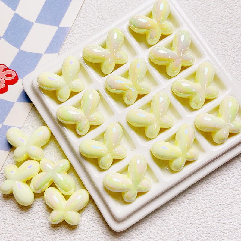 UV Finish Butterfly Acrylic Beads 24x18mm Glossy Mixed 10pcs 11