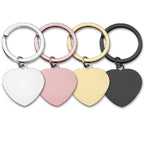 Stainless Steel Blank Heart Keychain Smooth Polished Metal Charm