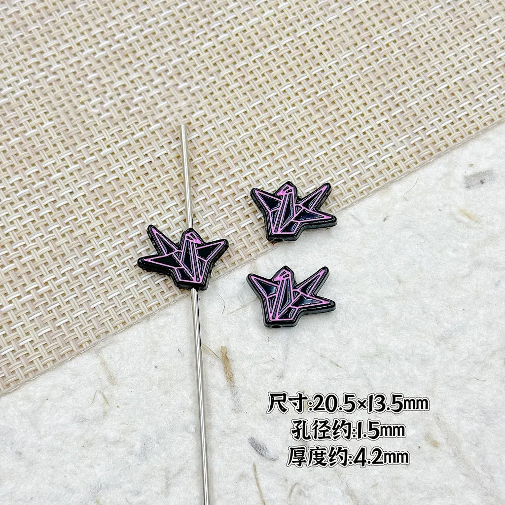 Folded Paper Crane Metal Beads 20mm Spray Painted Colorful Alloy 22