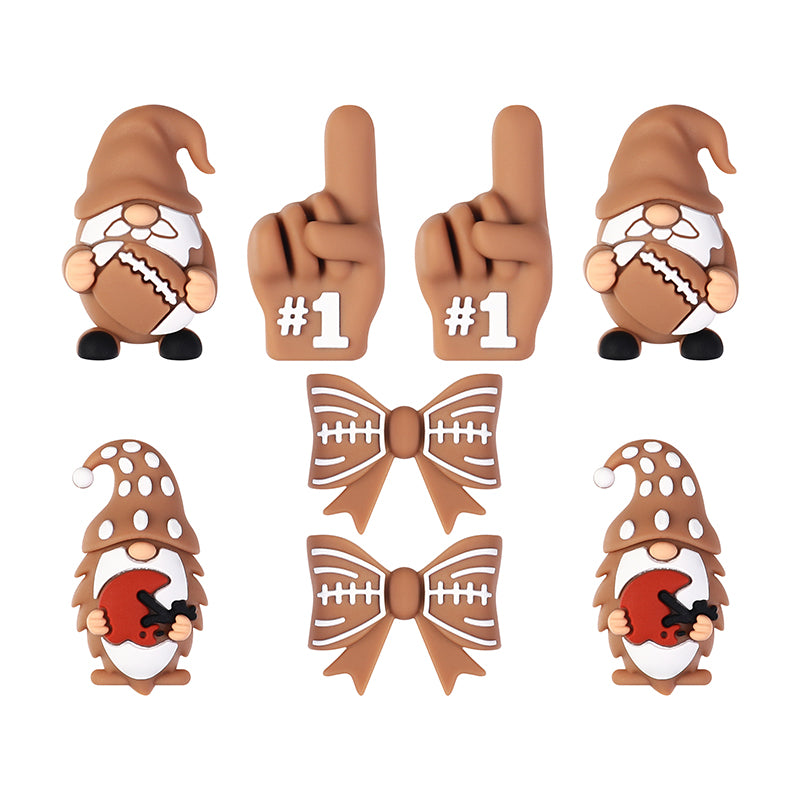 Silicone 3D Focal Beads Rugby Foam Finger Number One Holding Rugby Ball 20pcs