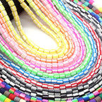 Cylindrical Clay Beads 6mm Two-Color Striped Matte Finish 10strands 630pcs