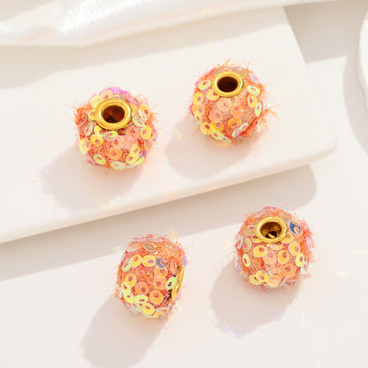 Fabric Glitter Sequin Spacer Beads 16mm 50pcs 17