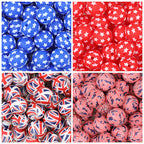 15mm US Themed Printed Silicone Round Beads 50pcs
