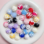 Hand Painted Jelly Bean Acrylic Beads 16mm Cream Colors 10pcs