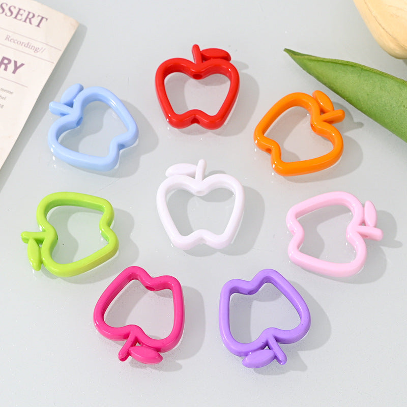 Colorful Apple Shape Acrylic Bead Frames 29.7x27mm 50pcs 3
