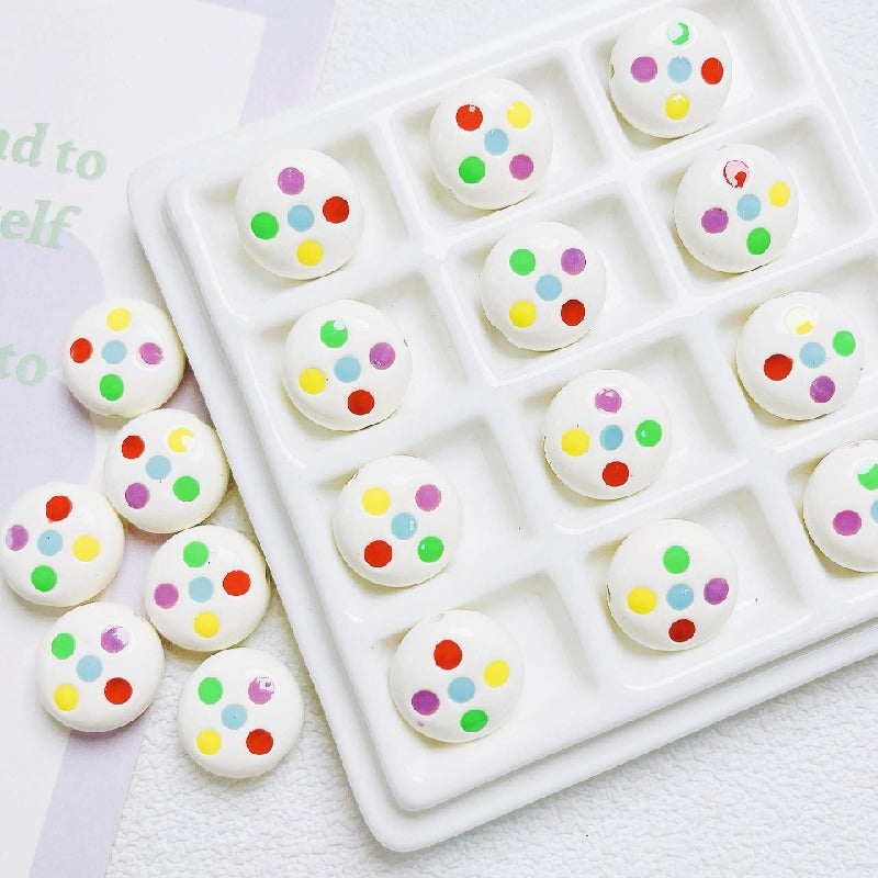 Palette Flat Acrylic Beads 16mm Glossy Raised Dot Design 10pcs 9