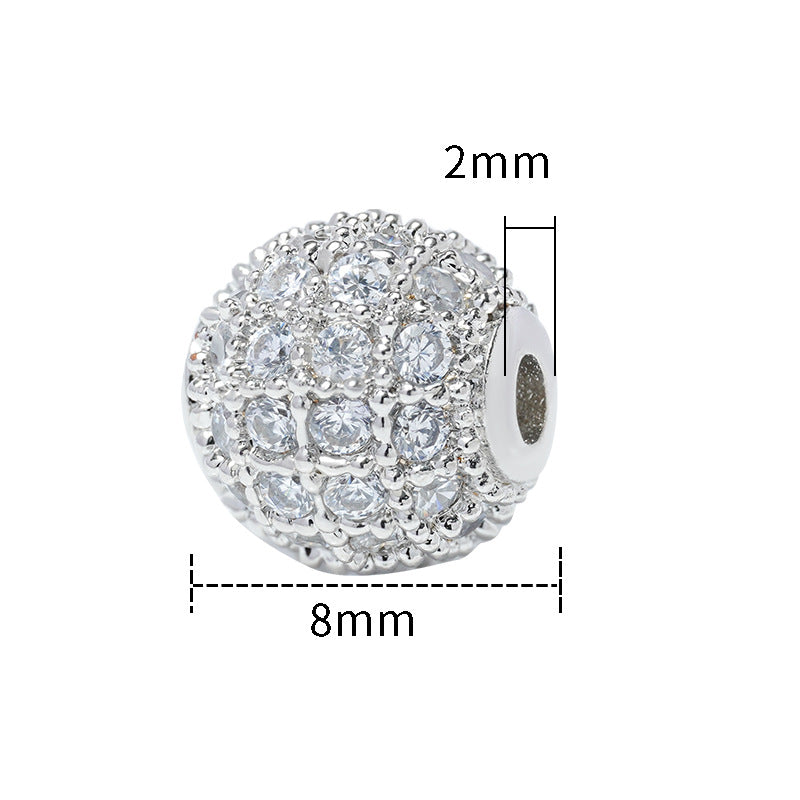 Fancy Zirconia Paved Brass Round Beads 6mm 8mm 10mm 30pcs 14
