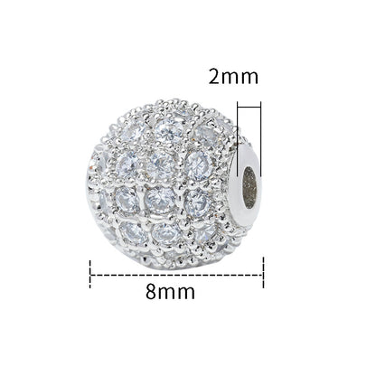 Fancy Zirconia Paved Brass Round Beads 6mm 8mm 10mm 30pcs 14