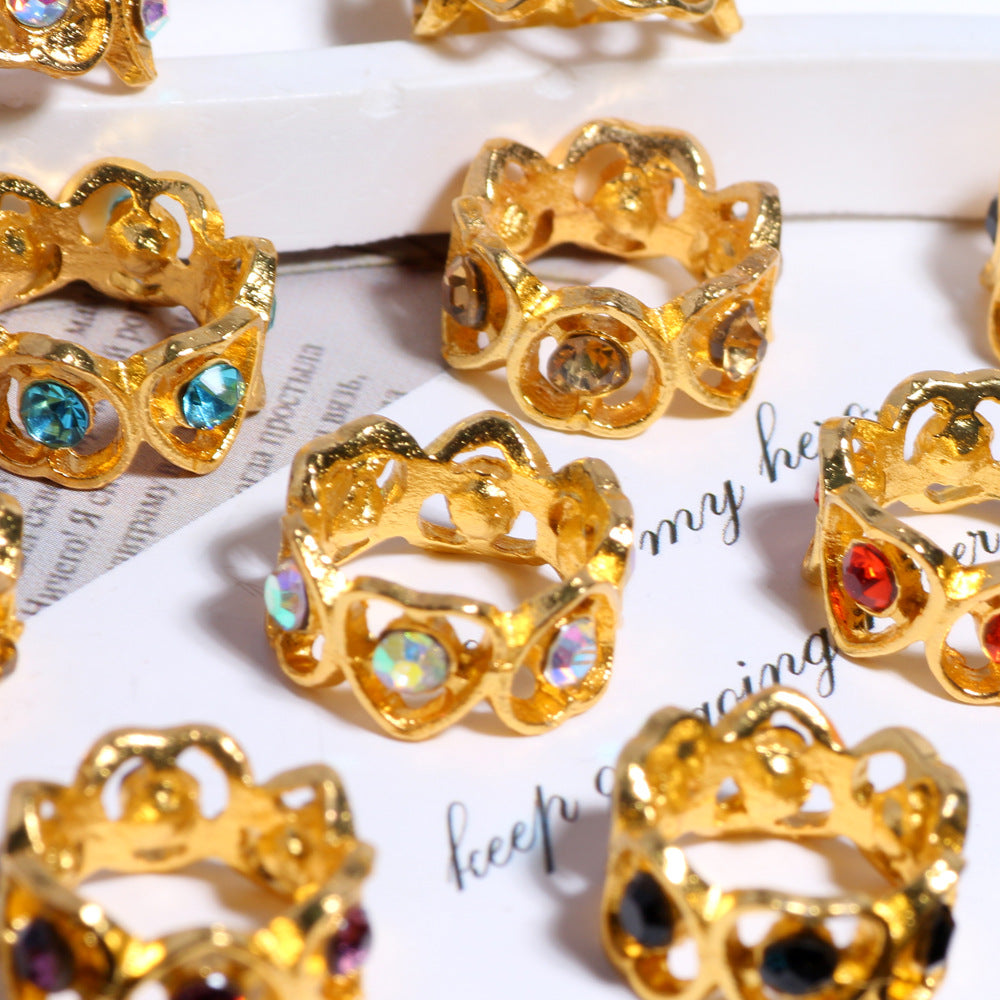 Vintage Micro Pave Zircon Heart Alloy Beads 16mm 10pcs 2