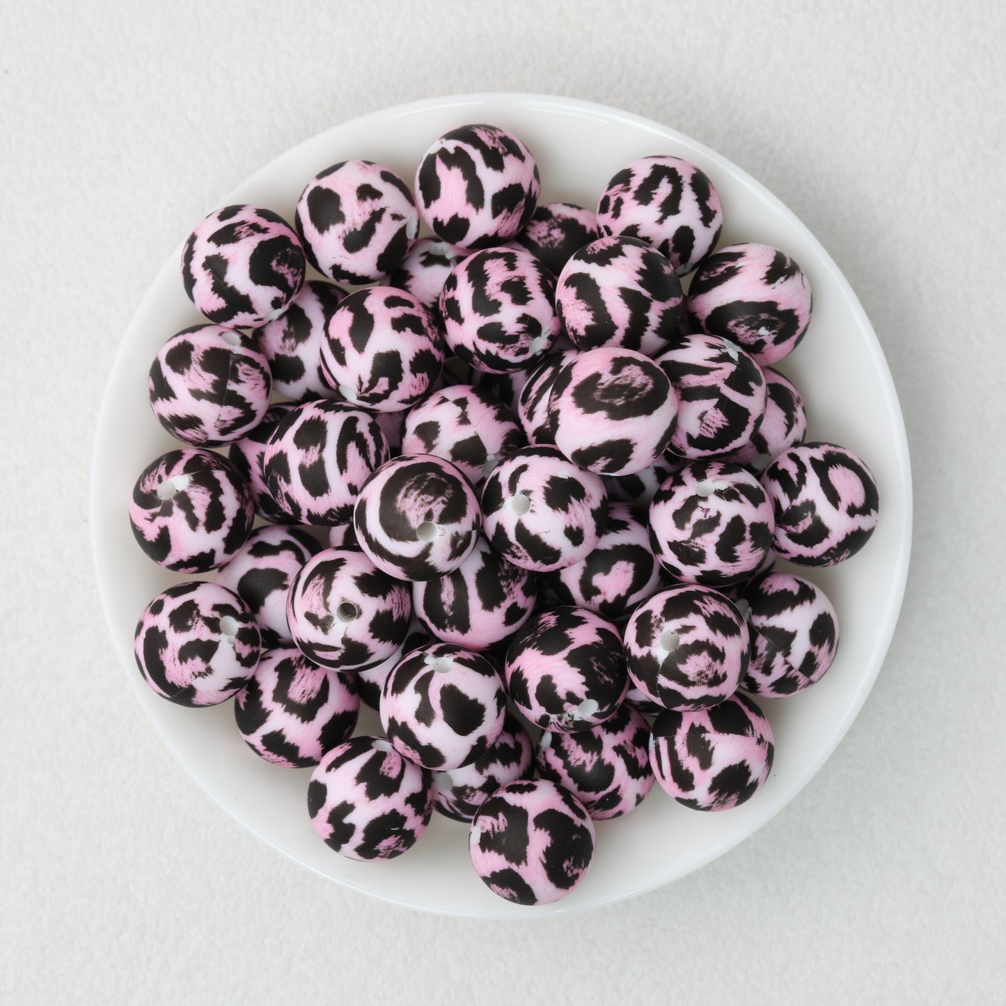 15mm Leopard Pattern Silicone Round Beads 50pcs 11