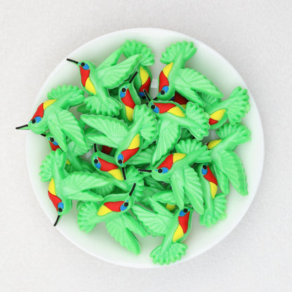 3D Colorful Hummingbird Silicone Focal Beads 20 pcs 4
