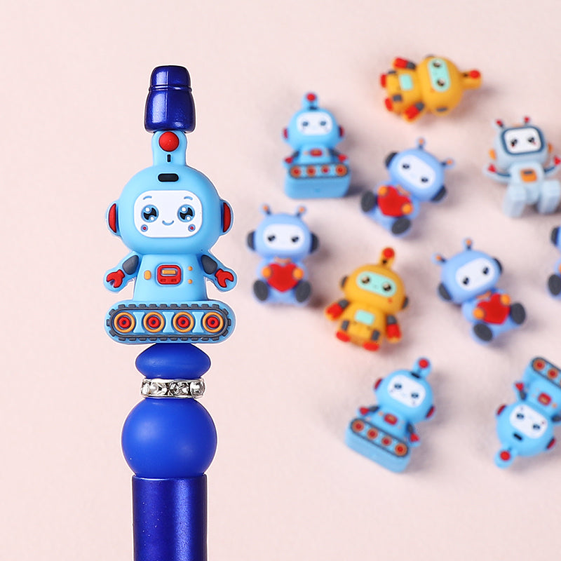 Silicone 3D Focal Beads Love Robot Holding Heart 20pcs 10