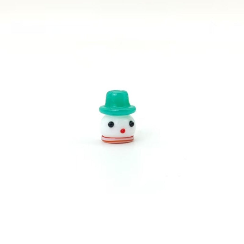 Lampwork Glass Beads Christmas Hat Snowman 15mm Hand Painted 4pcs 10