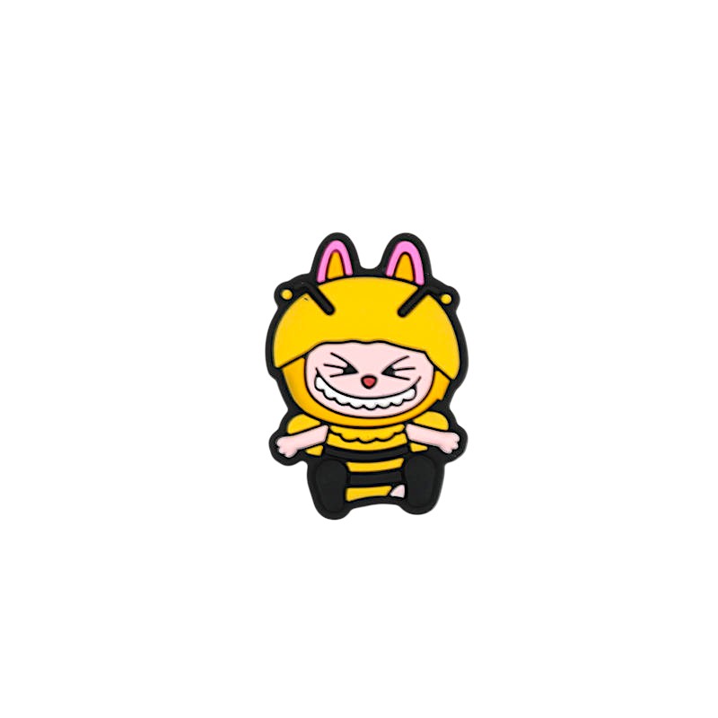 Silicone Focal Beads Bee Smiling Face Sitting Pose 20pcs