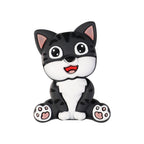 Silicone 3D Focal Beads Dark Cat Smiling Face Sitting Pose 20pcs 10