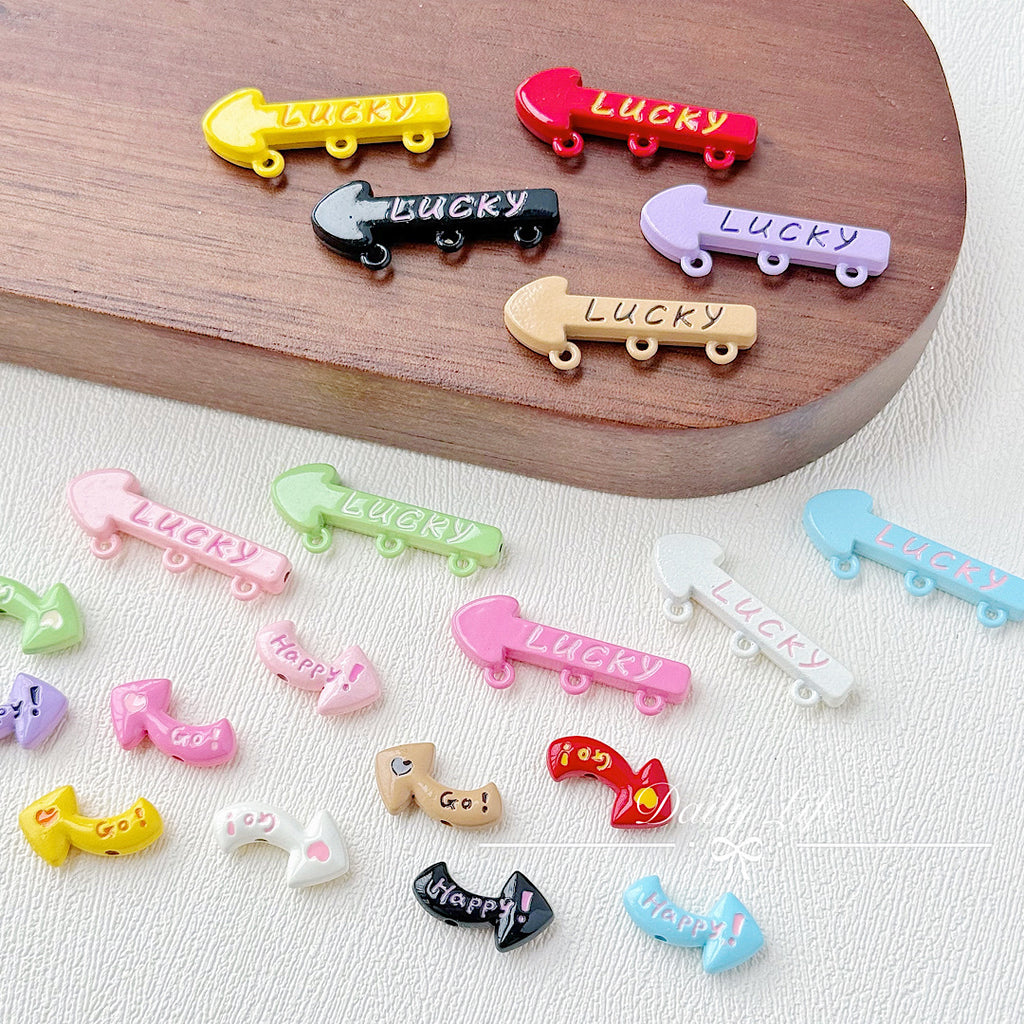 Arrow Metal Beads 29mm and 16mm Multi-Hole Enamel Painted 10pcs