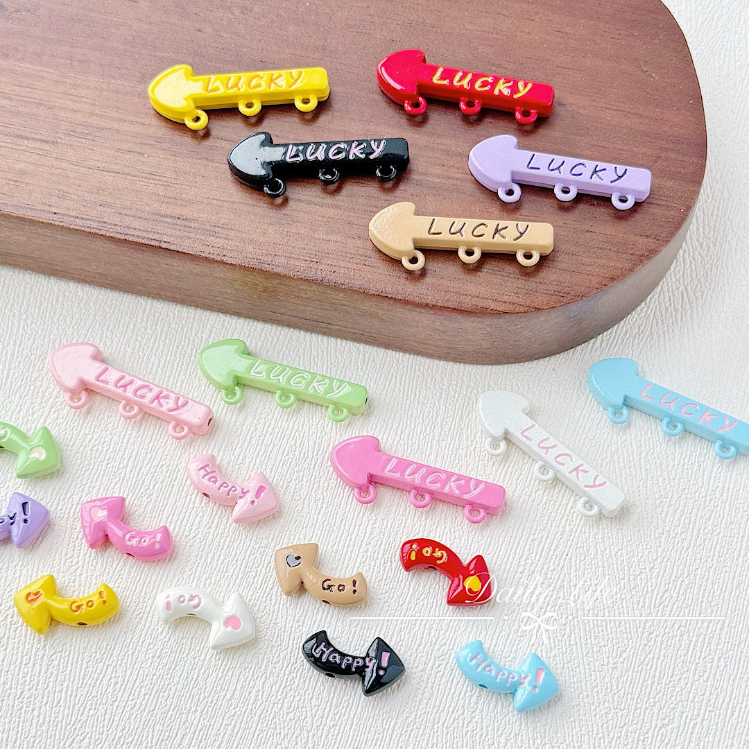 Arrow Metal Beads 29mm and 16mm Multi-Hole Enamel Painted 10pcs