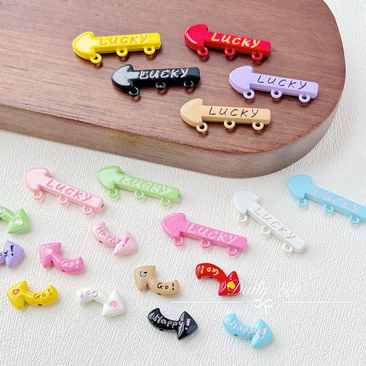 Arrow Metal Beads 29mm and 16mm Multi-Hole Enamel Painted 10pcs