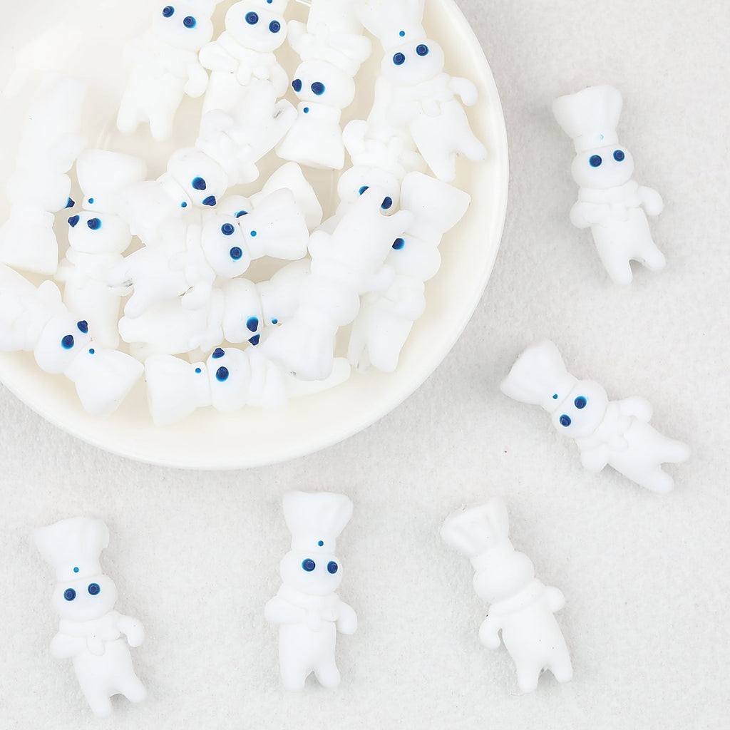 Chef Character 3D White Silicone Focal Beads 20pcs