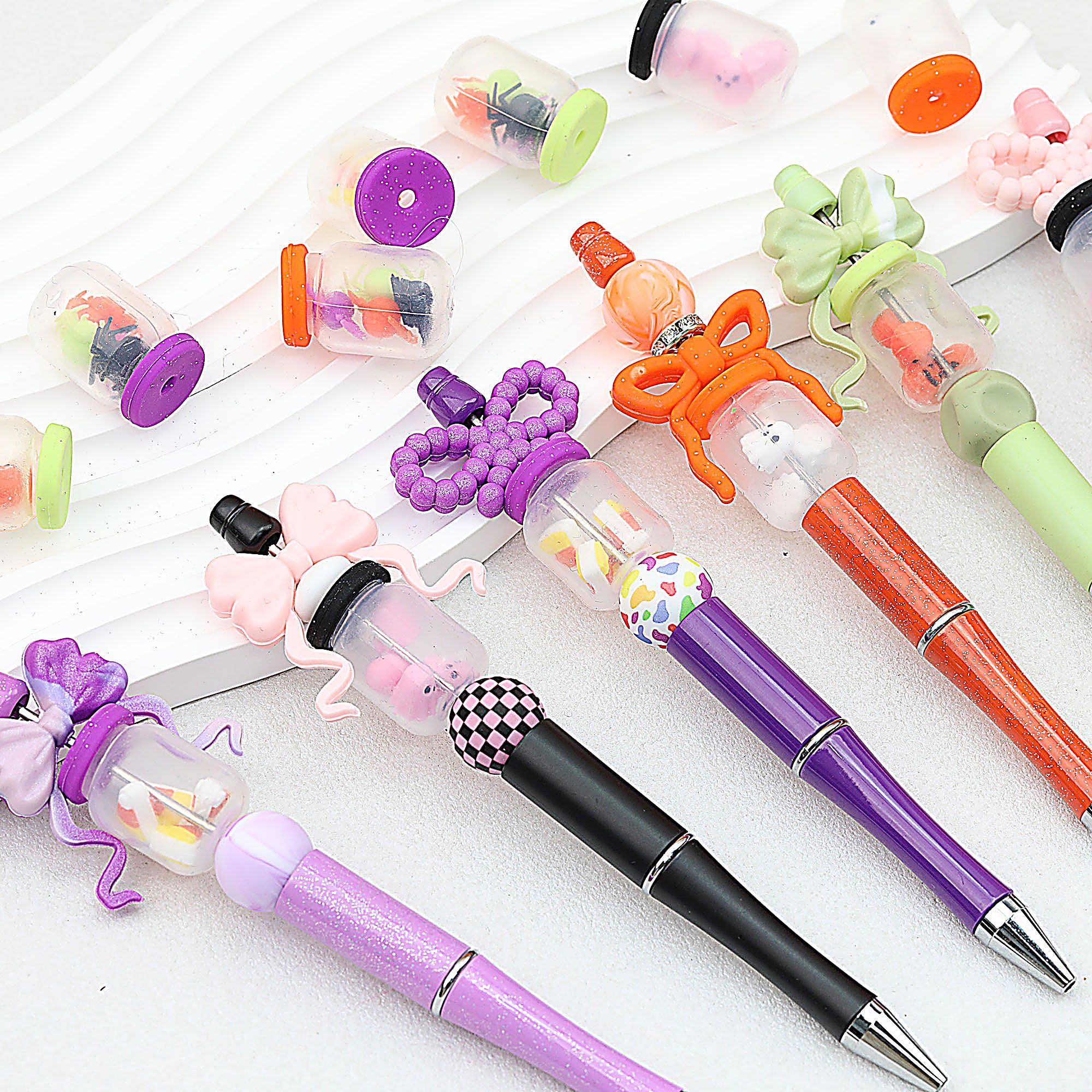 Halloween 3D Glitter Bottle Silicone Focal Beads 20Pcs