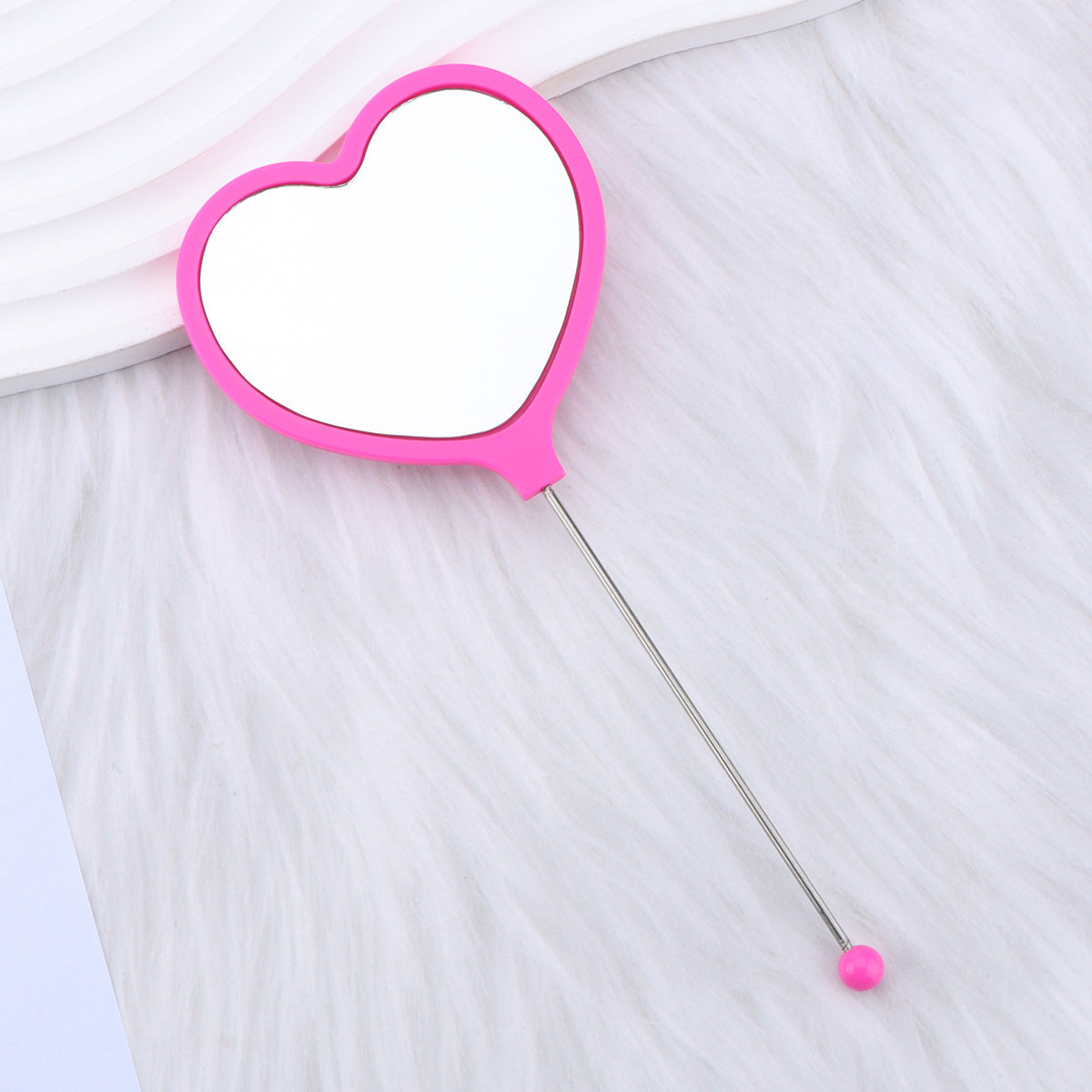 Beadable Plastic Mirrors Handheld Heart-shaped