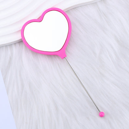 Beadable Plastic Mirrors Handheld Heart-shaped