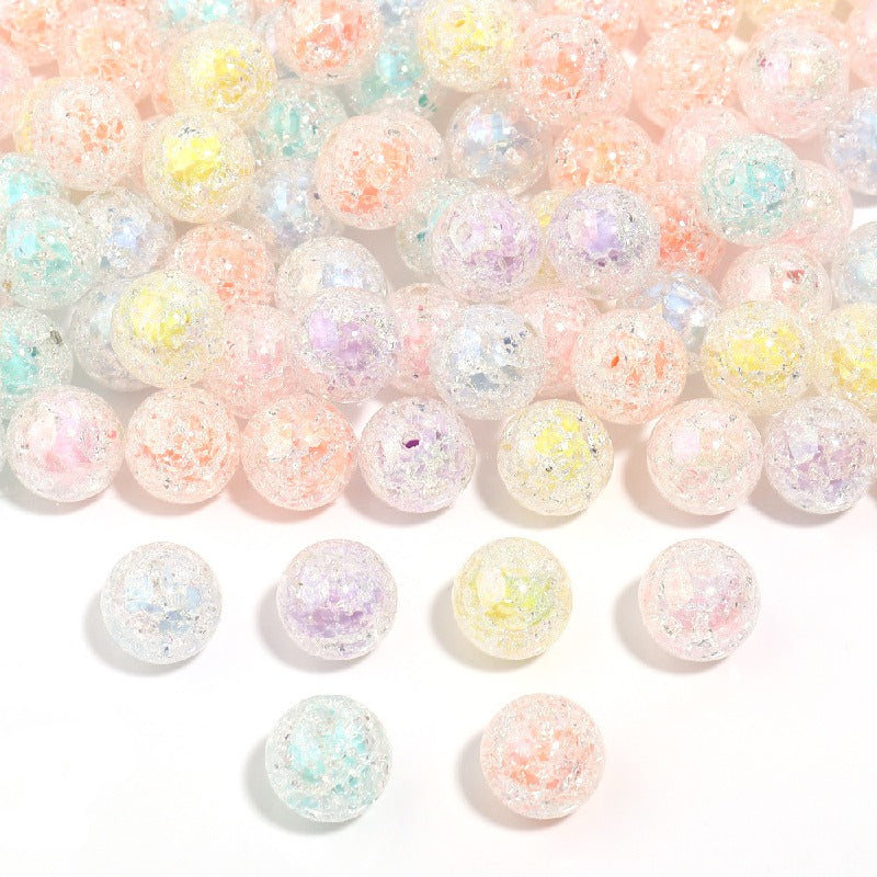 Crackle Round Acrylic Beads 16mm Pastel Mixed Colors 10pcs