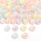 Crackle Round Acrylic Beads 16mm Pastel Mixed Colors 10pcs