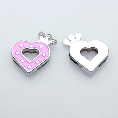 Chrome Alloy Rhinestone Beads Star Heart Crown Shapes 4pcs 15