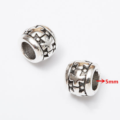 Vintage European Style Metal Beads Zinc Alloy Aged Silver Tone 50pcs 7