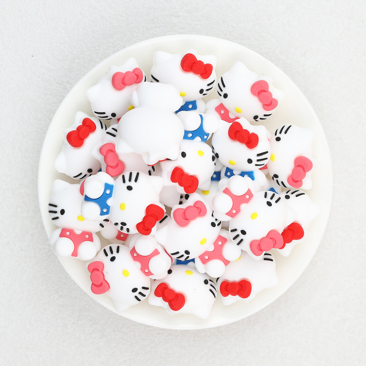 3D Pink Blue Cute Sitting KT Cat Silicone Focal Beads 20Pcs  2