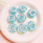 Hand Drawn Donut Acrylic Beads 30mm Colorful Pastel Swirl 5pcs 11