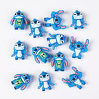 Silicone 3D Focal Beads Disney Blue Stitch Pull Ears Muscle Pose 20pcs 5