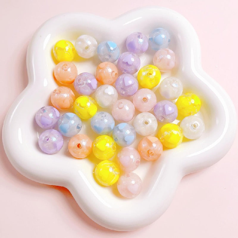 Candy Heart Acrylic Beads 16mm Glossy Colorful 10pcs 3
