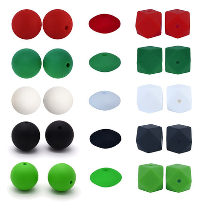 Christmas 15mm Silicone Beads Classic Holiday Colors 20pcs