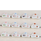 Running Bunny Ceramic Beads 25mm Hand Painted Cute Design 2pcs