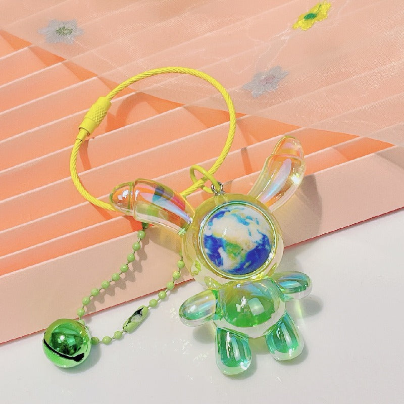 Acrylic Bunny Keychain Cartoon Colorful Crystal Long Ear Charm 7