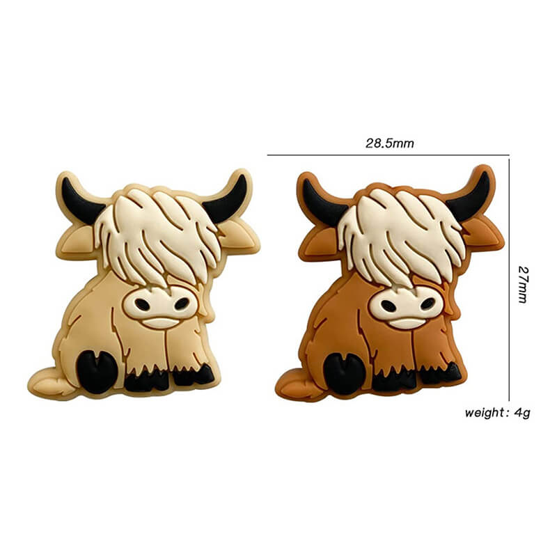 Silicone Focal Beads Highland Cow Heart Hooves Shaggy Fringe 20pcs 2